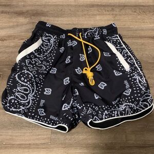Rhude Black and White Bandana Print Men's Shorts